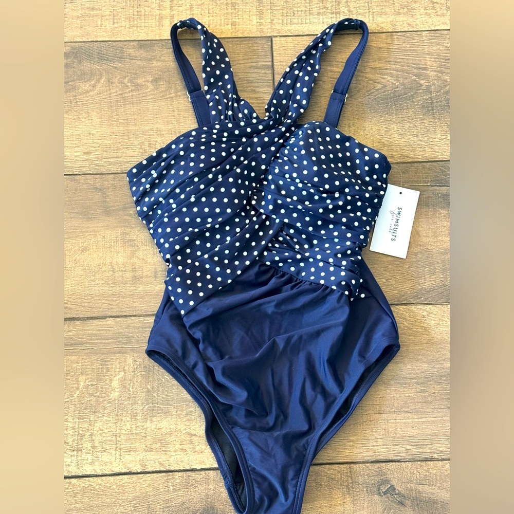 Swimsuits For All High Neck Crisscross One Piece Size 12
